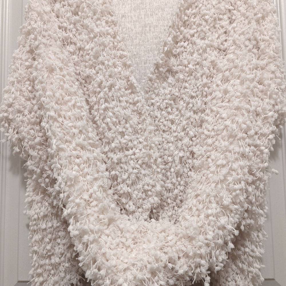🎀E&M long sleeve bobble tassels open front cream cardigan